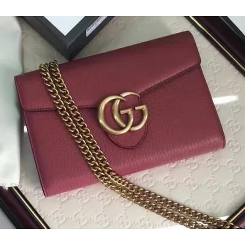 Geantă mini cu lanț din piele Gucci GG Marmont 401232 Wine