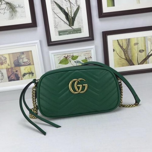 Geantă de umăr din piele Gucci GG Marmont Matelasse 447632 Verde