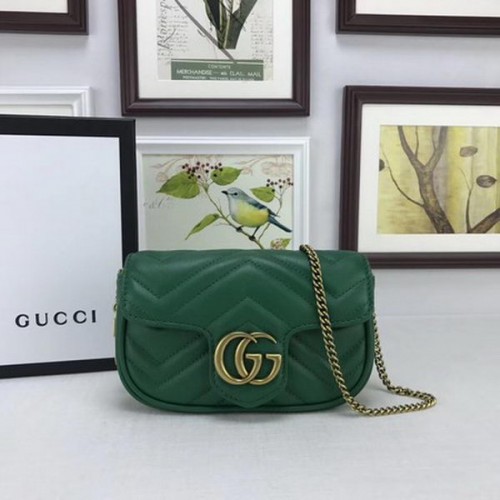 Geantă Gucci GG Marmont Matelasse Super Mini din piele 476433 Verde