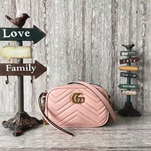 Geantă de umăr Gucci GG Marmont Matelasse Mini 448065A Roz