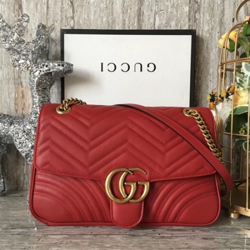 Geantă de umăr Gucci GG Marmont Matelasse 443496 Roșie