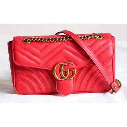 Geantă de umăr Gucci GG Marmont Matelasse 443497 Roșie