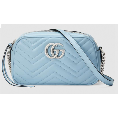 Geantă de umăr Gucci GG Marmont Matelasse 447632 Albastru pastel