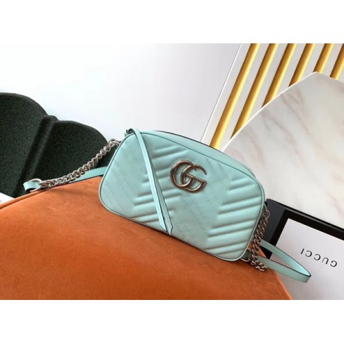 Geantă de umăr Gucci GG Marmont Matelasse 447632 Verde pastel