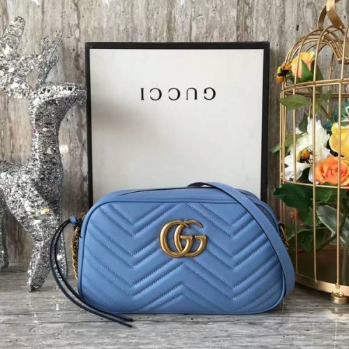Geantă de umăr Gucci GG Marmont Matelasse 447632A Albastră