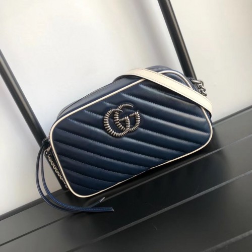 Geantă de umăr Gucci GG Marmont Matelasse A447632 Navy