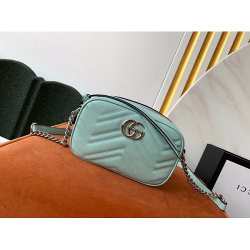 Geantă de umăr Gucci GG Marmont Matelasse 447632 Verde pastel