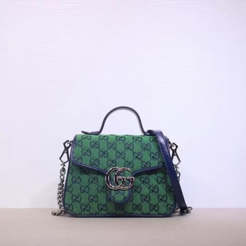 Geantă mini cu mâner superior Gucci GG Marmont Multicolor 583571 verde