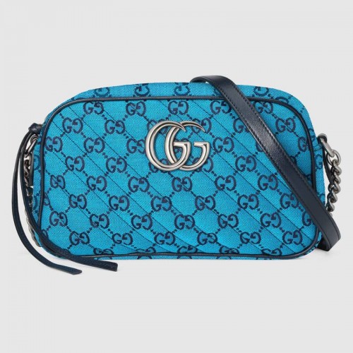 Geantă de umăr mică Gucci GG Marmont Multicolor 447632 albastră