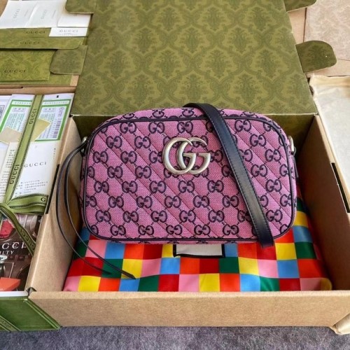 Geantă de umăr mică Gucci GG Marmont Multicolor 447632 roz