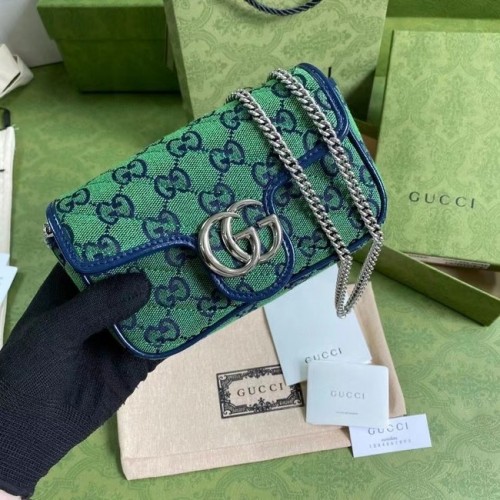 Geantă Gucci GG Marmont Multicoloră super mini 476433 verde