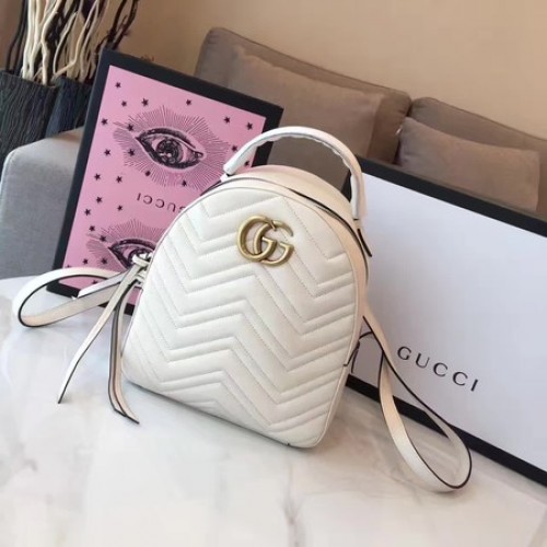 Rucsac Gucci GG Marmont din piele matlasată 476671 alb