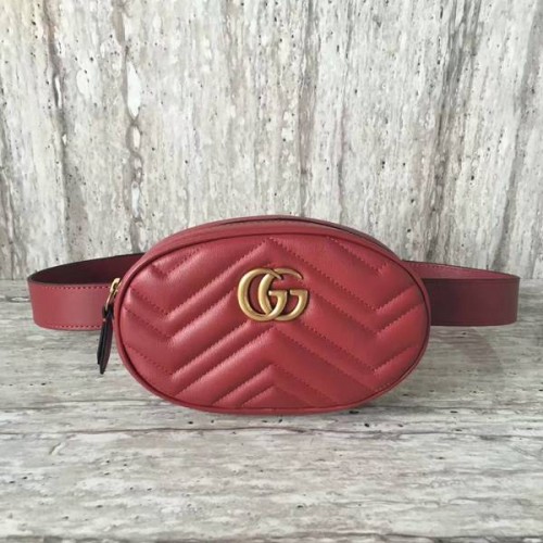 Geantă Gucci GG Marmont din piele matlasată 476434 Roșie