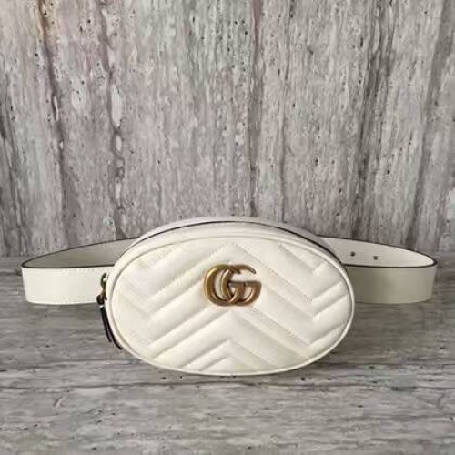 Geantă Gucci GG Marmont din piele matlasată 476434 Alb