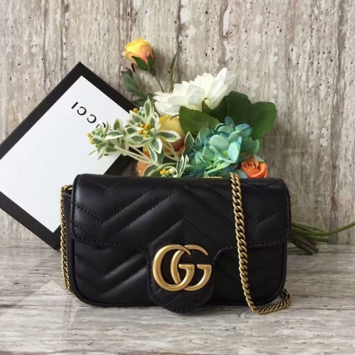 Geantă de umăr Gucci GG Marmont Velvet Nano 476433A Neagră
