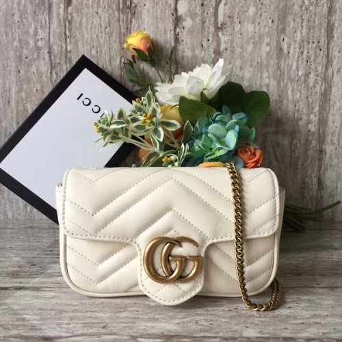 Geantă de umăr Gucci GG Marmont Velvet Nano 476433A Albă