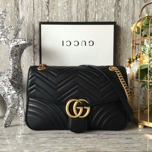 Geantă de umăr Gucci GG Marmont din catifea 443496A neagră