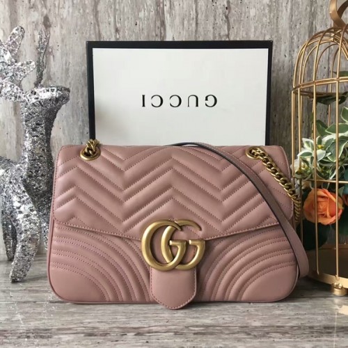 Geantă de umăr Gucci GG Marmont din catifea 443496A roz deschis