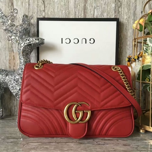 Geantă de umăr Gucci GG Marmont din catifea 443496A roșie