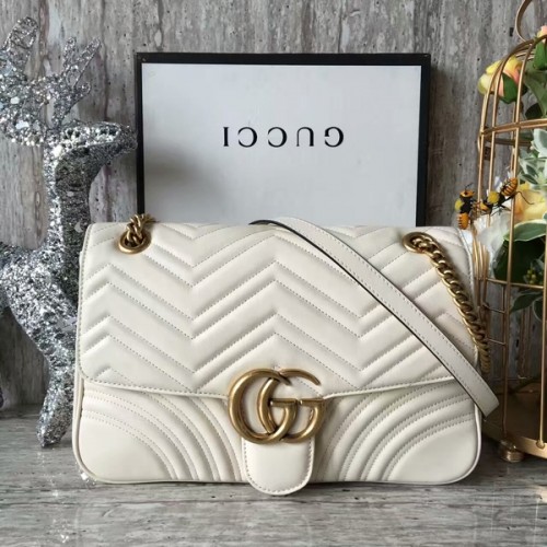 Geantă de umăr Gucci GG Marmont din catifea 443496A albă