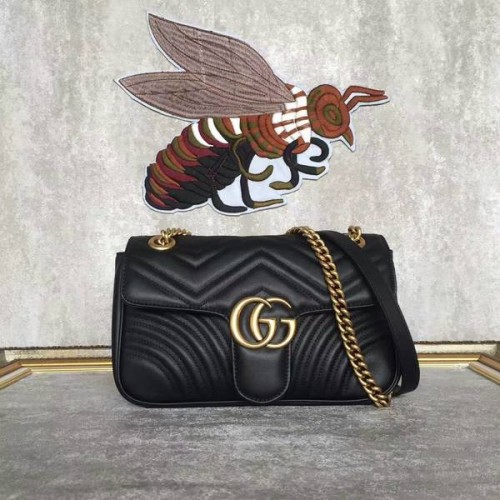 Geantă de umăr Gucci GG Marmont Sheenskin 443497A Neagră