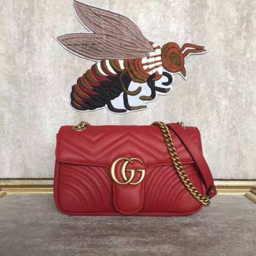 Geantă de umăr Gucci GG Marmont Sheenskin 443497A Roșie