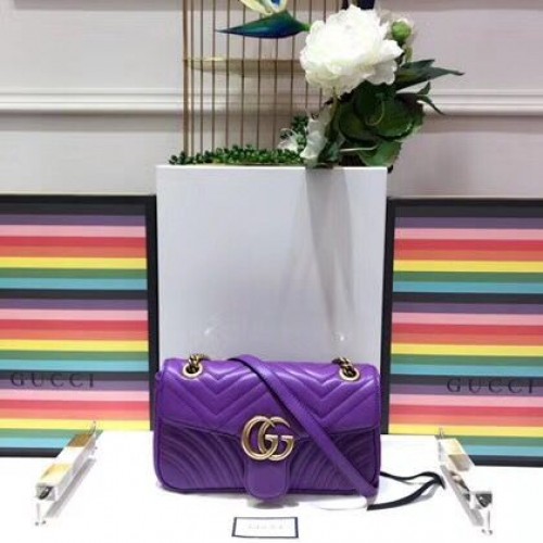 Geantă de umăr Gucci GG Marmont Sheenskin 443497A violet