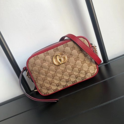 Geantă mini Gucci GG Marmont din pânză 448065 roșie
