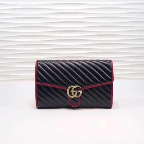 Geantă de mână Gucci GG Marmont 498079 negru și roșu