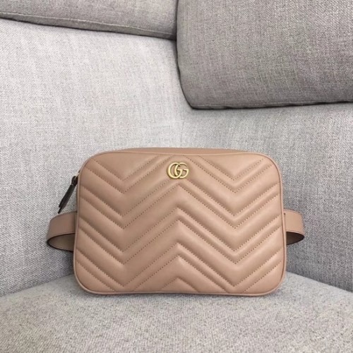 Geantă de centură Gucci GG Marmont matelasse 523380 caisă