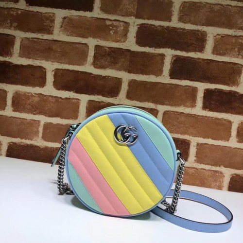 Geantă de umăr rotundă mini Gucci GG Marmont 550154 Pastel multicolor