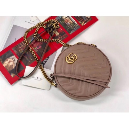 Geantă de umăr rotundă mini Gucci GG Marmont 550154 Roz