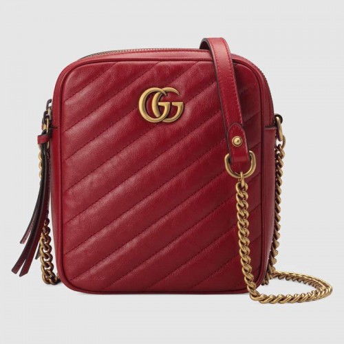 Geantă de umăr mini Gucci GG Marmont 550155 Roșu