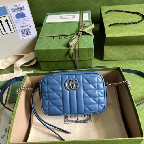 Geantă de umăr mini Gucci GG Marmont 634936 albastră