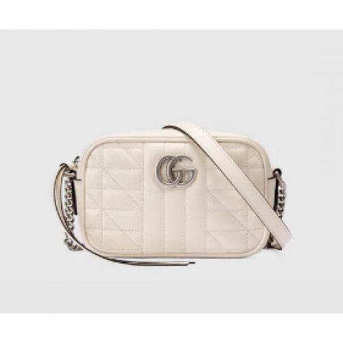 Geantă de umăr mini Gucci GG Marmont 634936 albă