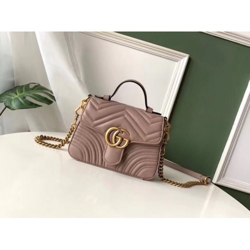 Geantă mini cu mâner superior Gucci GG Marmont 547260 Roz prăfuit