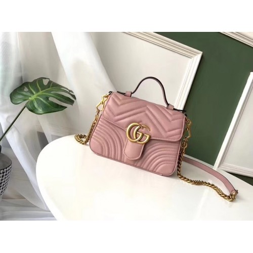 Geantă mini cu mâner superior Gucci GG Marmont 547260 roz