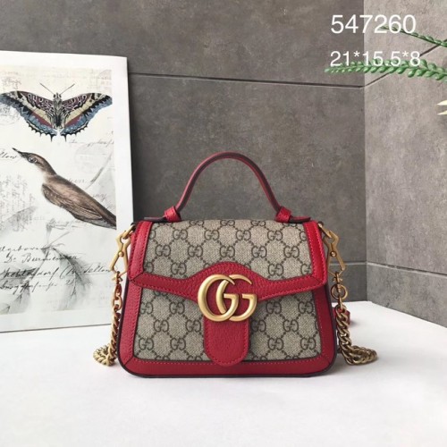 Geantă mini cu mâner superior Gucci GG Marmont 547260 roșie