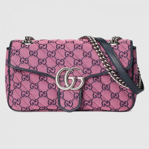 Geantă de umăr mică multicoloră Gucci GG Marmont 443497 Roz