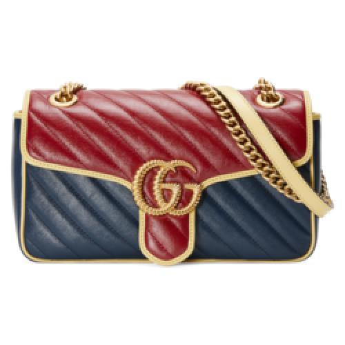 Geantă de umăr mică Gucci GG Marmont 443497 Albastră și roșie