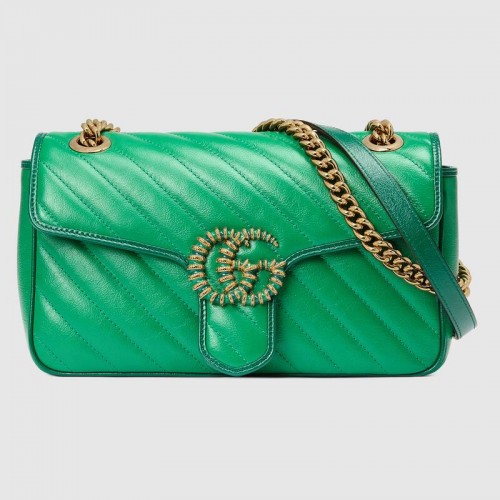 Geantă de umăr mică Gucci GG Marmont 443497 Verde smarald