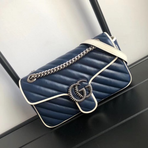 Geantă de umăr mică Gucci GG Marmont 443497 Navy