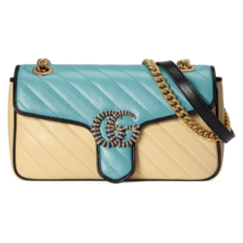 Geantă de umăr mică Gucci GG Marmont 443497 Albastru pastel