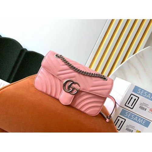 Geantă de umăr mică Gucci GG Marmont 443497 Roz pastel