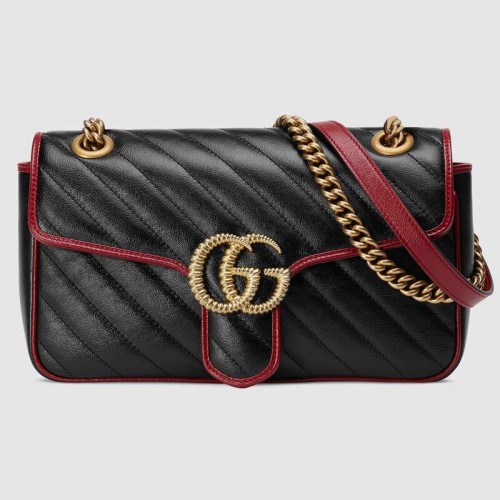 Geantă de umăr mică Gucci GG Marmont 443497 neagră