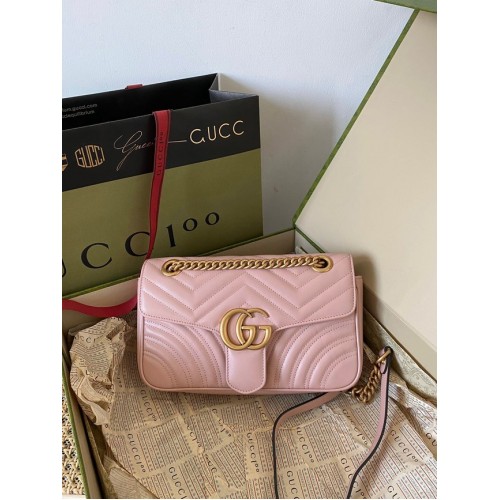 Geantă de umăr mică Gucci GG Marmont 443497 roz deschis