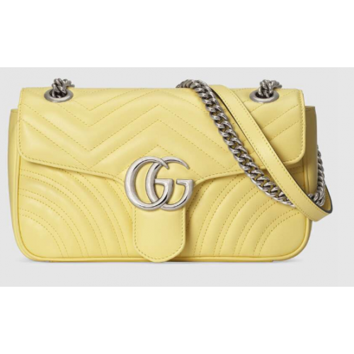 Geantă de umăr mică Gucci GG Marmont 443497 galbenă