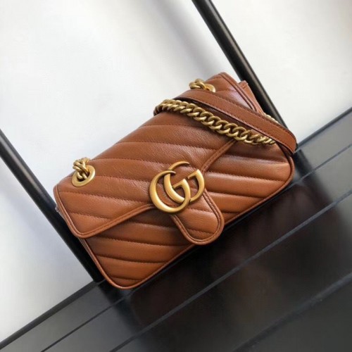 Geantă de umăr mică Gucci GG Marmont 446744 Maro