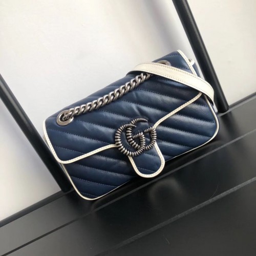 Geantă de umăr mică Gucci GG Marmont 446744 Navy
