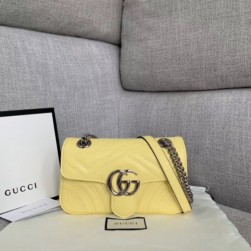 Geantă de umăr mică Gucci GG Marmont 446744 galbenă